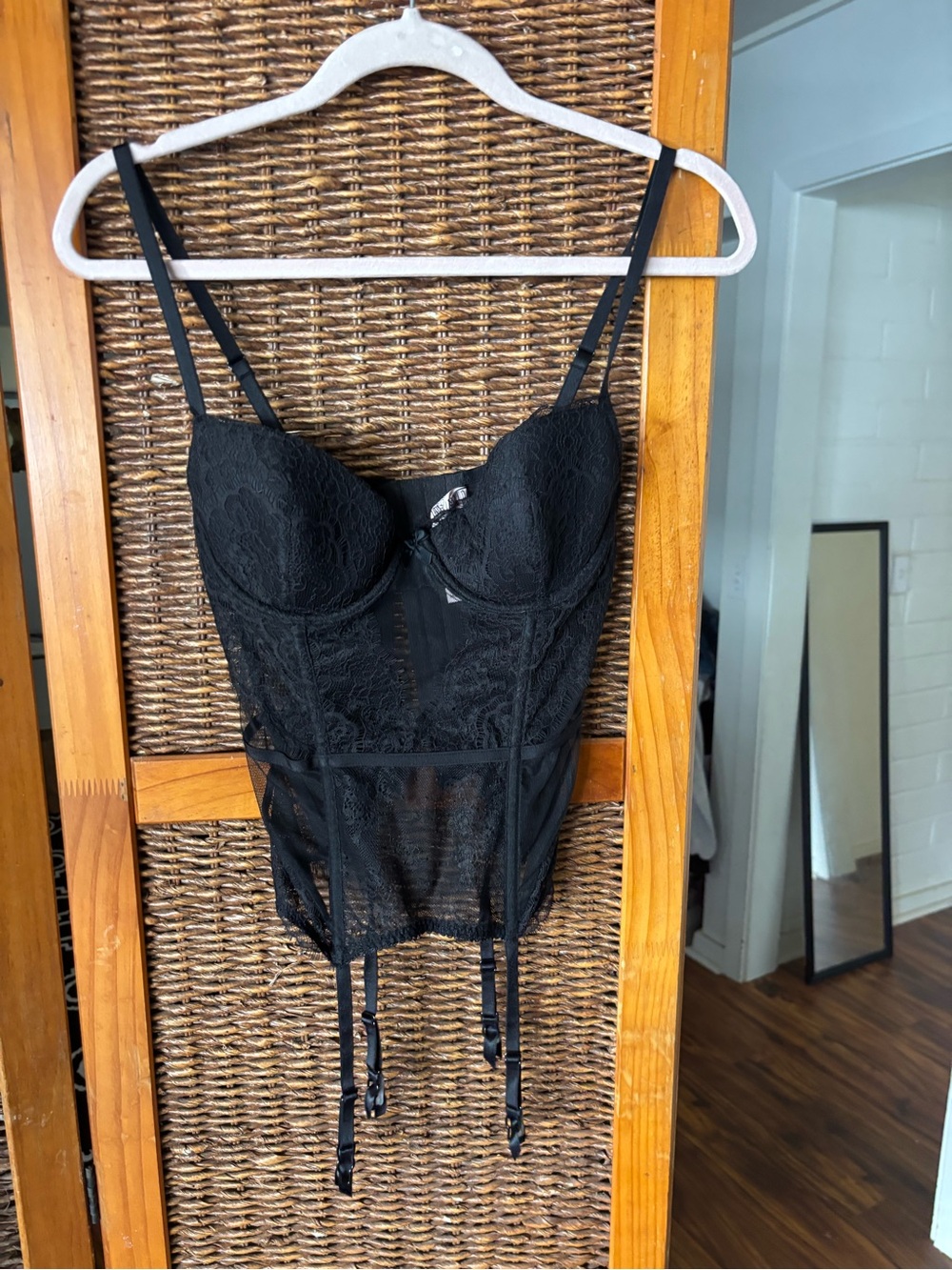 Victoria's Secret Black Lace Bustier teddy. steampunk